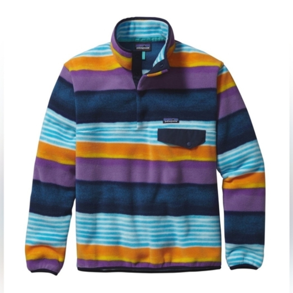 Patagonia Unisex Synchilla Snap-T Fleece Pullover 2016 Painted Fitz Stripe Sz XS - Picture 16 of 16